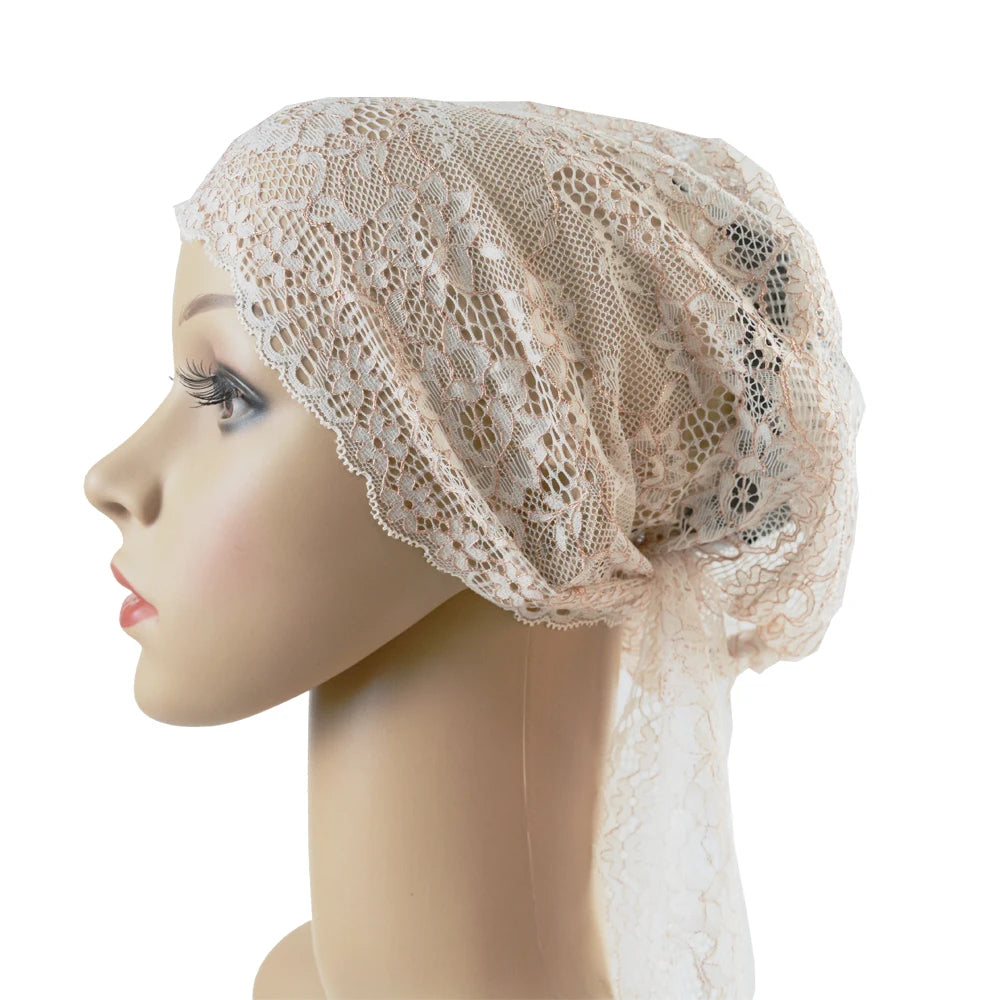 Muslim Women Head Scarf Lace Flower Underscarf Elastic Hijab Hair Cover Headwrap Chemo Cap Islam Headband Bonnet Turbante Mujer