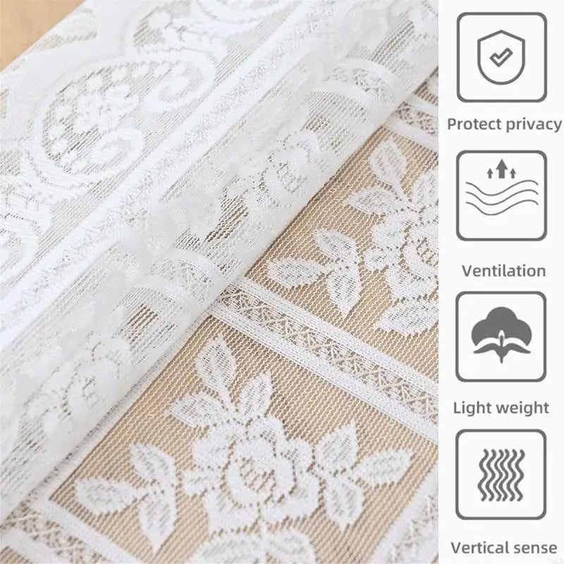 Lace Table Cover Table Runner Tablecloth For Nightstands Dressers Fit Furniture Protectors Sheer White Design Y5GB