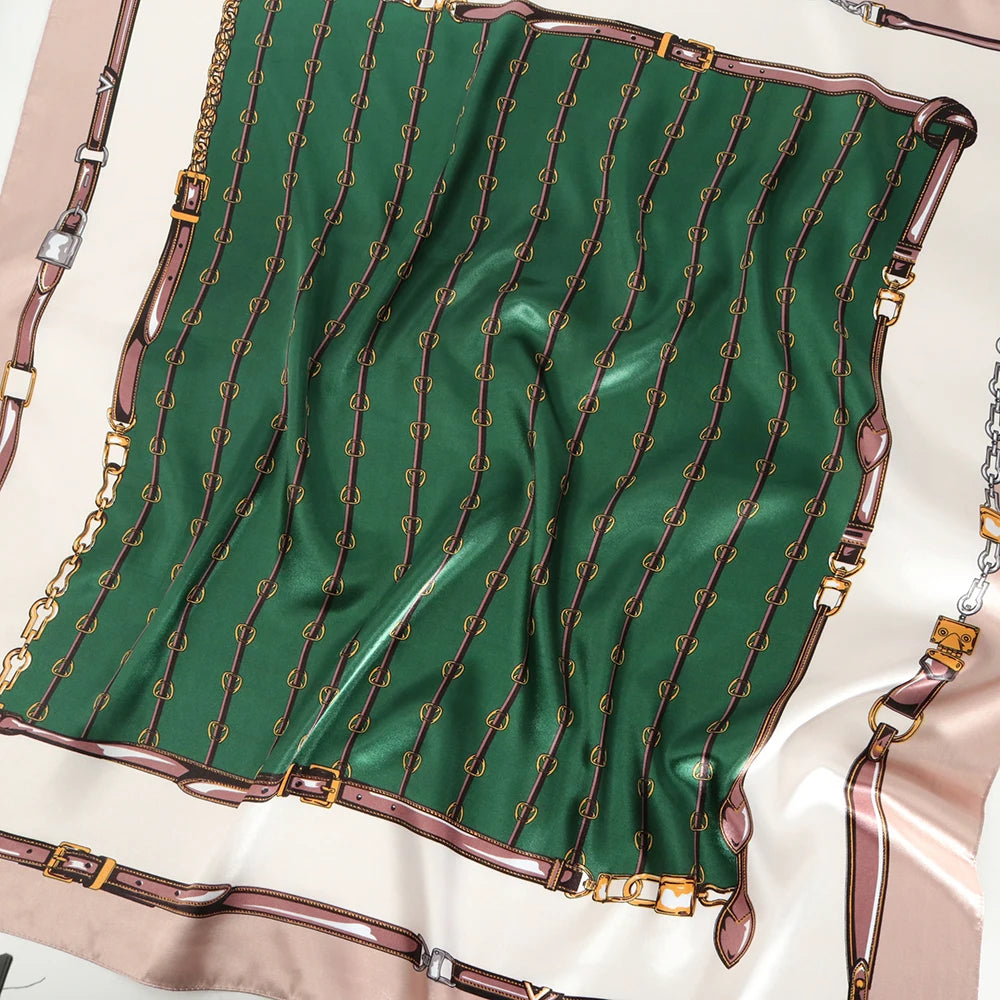 Silk Head Scarf Women Luxury Fashion Hair Scarve Summer Foulard Femme Satin Shawl Kerchief 90cm Square Headscarf Bandana Cheveux