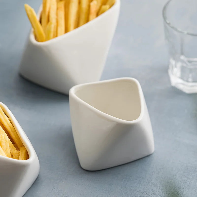 Three-dimensional folded French fries Cup ceramic cooking bowl characteristic hotel tableware snack plate dipping sauce.