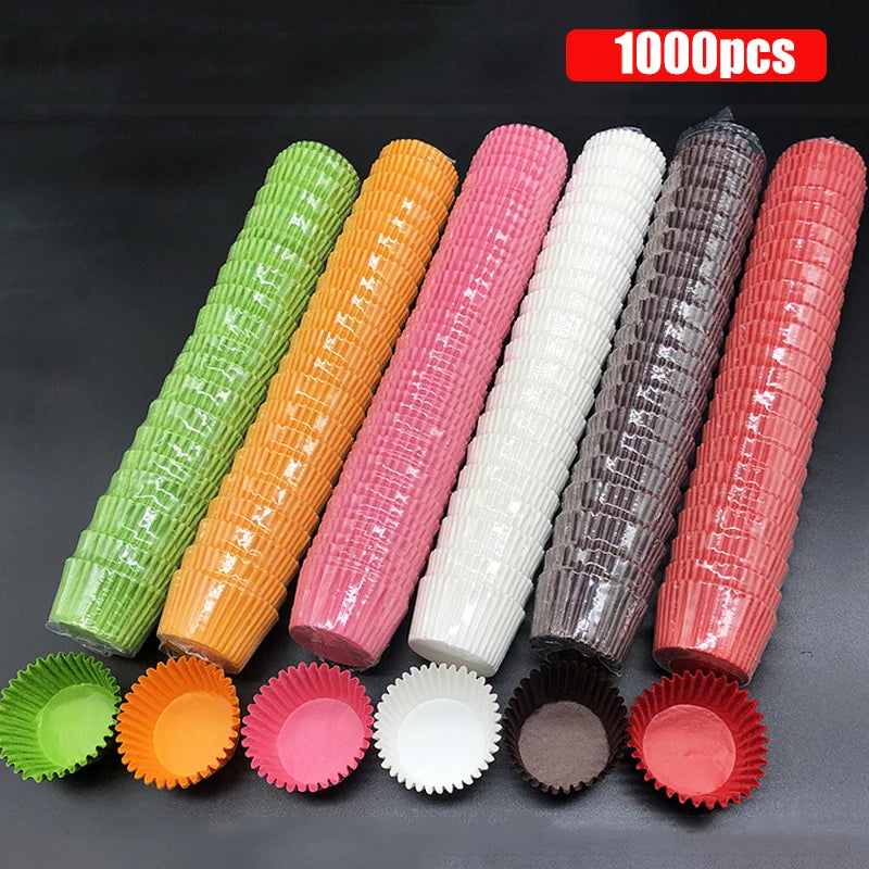 1000Pcs Mini Chocalate Cupcake Liners Natural Greaseproof Paper Muffin Baking Cups Cake Cups Forms Cupcake Cases Party Tray Mold