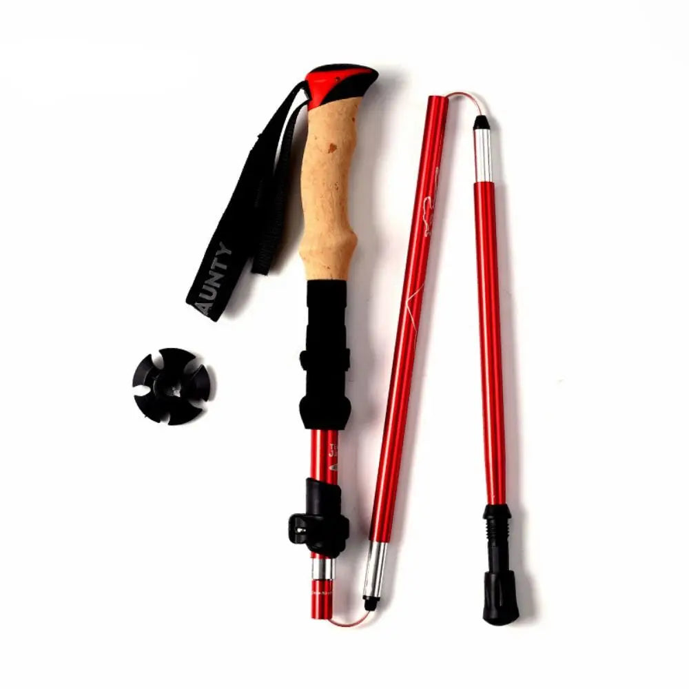 Expandable Aluminum Outdoor Trekking Poles EVA 5 Section Walking Sticks Quick Adjustable Locks Folding Wading Staff Camping