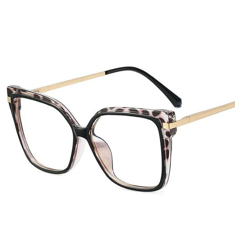 Luxury Myopia Glasses Women Anti Blue Light Leopard Square Eyeglasses College Student Prescription Shortsighted Eyewear -3 -4.5