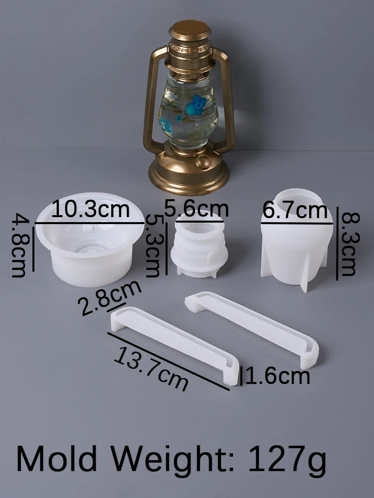 DIY Retro Kerosene Lamp Resin Silicone Mold Kit Creative Handmade Night Lights Camping Oil Lamps Decorative Home Decor Crafts
