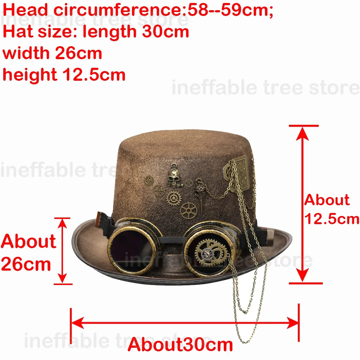 Gothic Headwear Steampunk Hat Victorian Top Magic Gears Goggles Chain Top Hats for Dress Up Halloween Cosplay Costume Fedora Cap