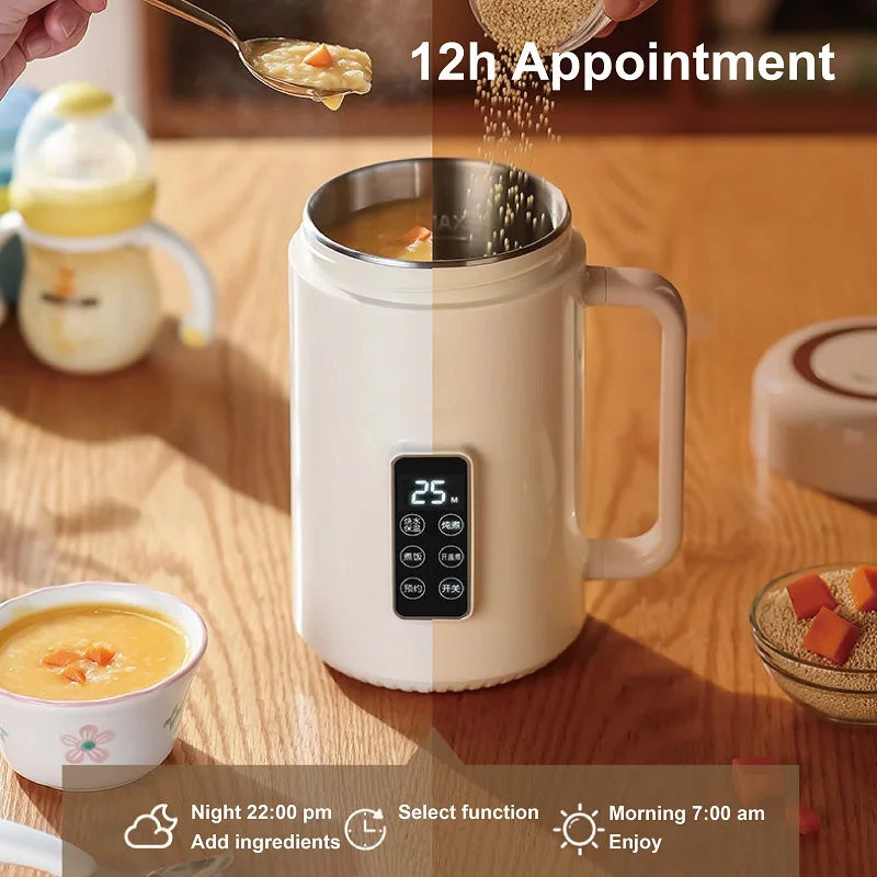 220V Multifunctional Electric Stew Pot 12h Reservation Baby Porridge Special Pot 1L Automatic Health Pot Portable Mini Stew Pot