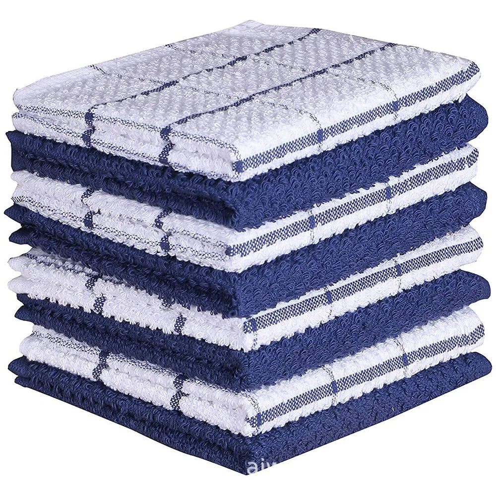 Plaid Cotton Kitchen Dish Cloths, Kitchen Rags, Hand Towel, Super Soft and Absorbent Washcloths,12x12in, 6 Packs