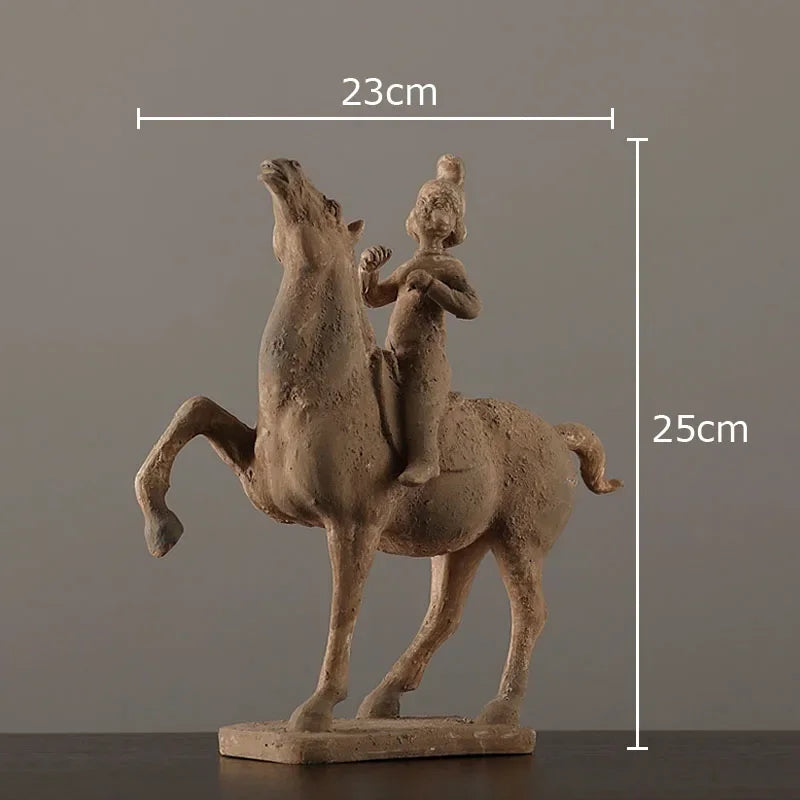 Terracotta Warriors Statue Resin Ornaments Desk Decoration Simulated Unearthed Pottery Horse Sculptures Room Aesthetics Decor