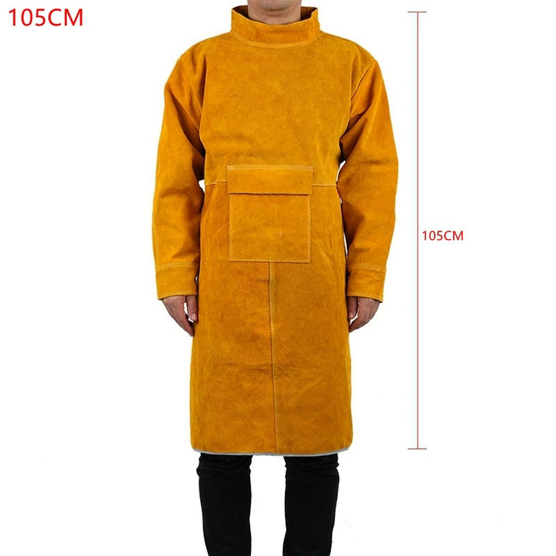 Cowhide Work Clothes Apron Welding Protective Clothing Heat And Fire Resistant Welders Clothing Welding Apron With Sleeves