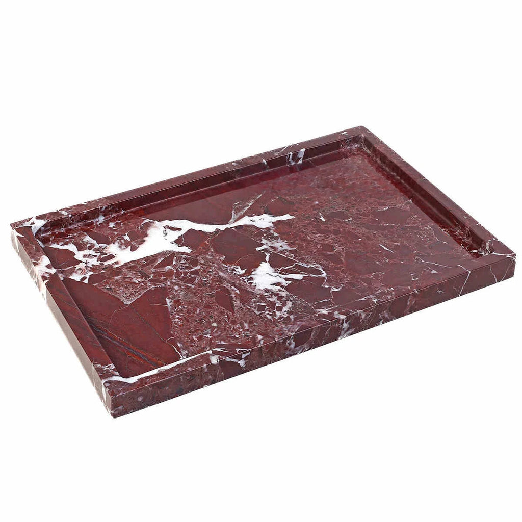 30x20x1.8CM Luxury Calacatta Viola Arabescato Natural Marble Stone Catchall Tray Carving Rectangular Storage Dish Home Decor