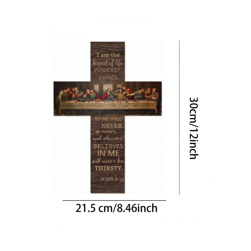 1pc Wooden Wall Decor Cross, Simple Home Decoration For Living Room, Kitchen, Wooden Door, Garden, Suitable For Vintage Festival
