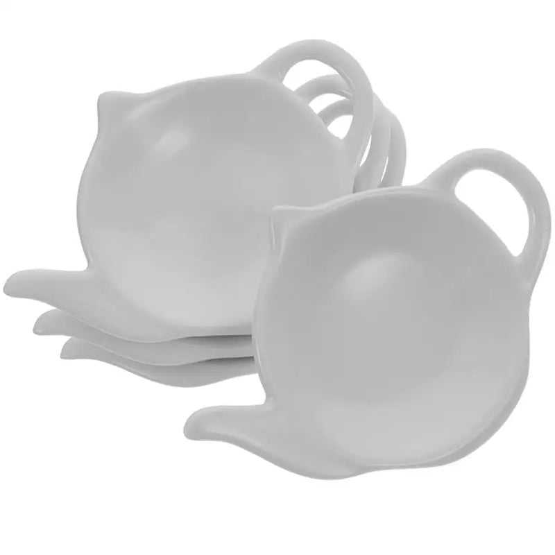 4Pcs Teapot Shaped Ceramic Dish Teabag Holder Coaster White Ceramic Sauce Dishes Mini Snack Plate Dessert Sauce Seasoning Plate