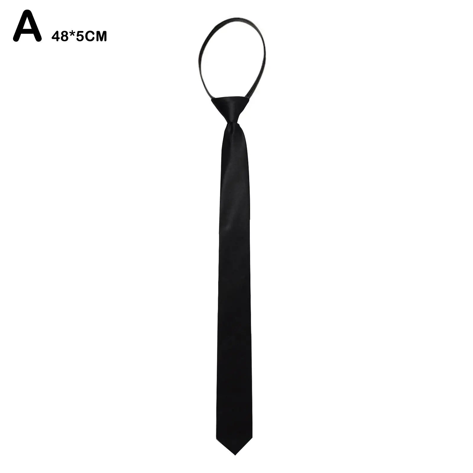 College Style Tie New Women's Clothing Versatile Student Zipper Arrow Type Lazy Retro Solid Silky Narrow Neck Tie Trendy Unisex