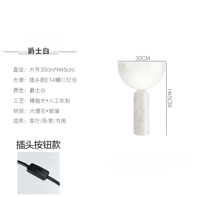 Danish Design Marble Mushroom Table Lamp LED Minimalist Modern Light Fixtures Home Decor Living Room Bedroom Study Bedside Cafe