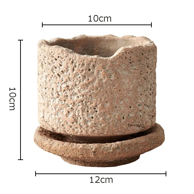 Rough Pottery Vase Unevenness Flower Pots Desk Decoration Flowers Arrangement Rough Ceramic Floral Vases Outdoor Garden Decor