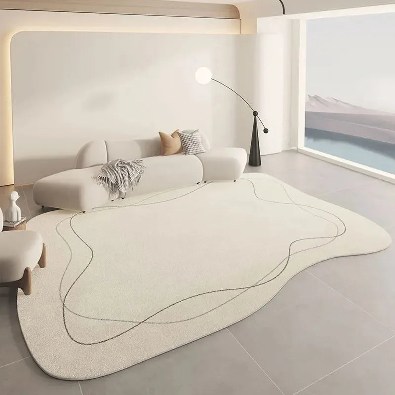 Minimalist Solid Color Line Carpet Creative Irregular Living Room Carpets Luxury Art Decoration Rug Comfortable Soft Bedroom Rug