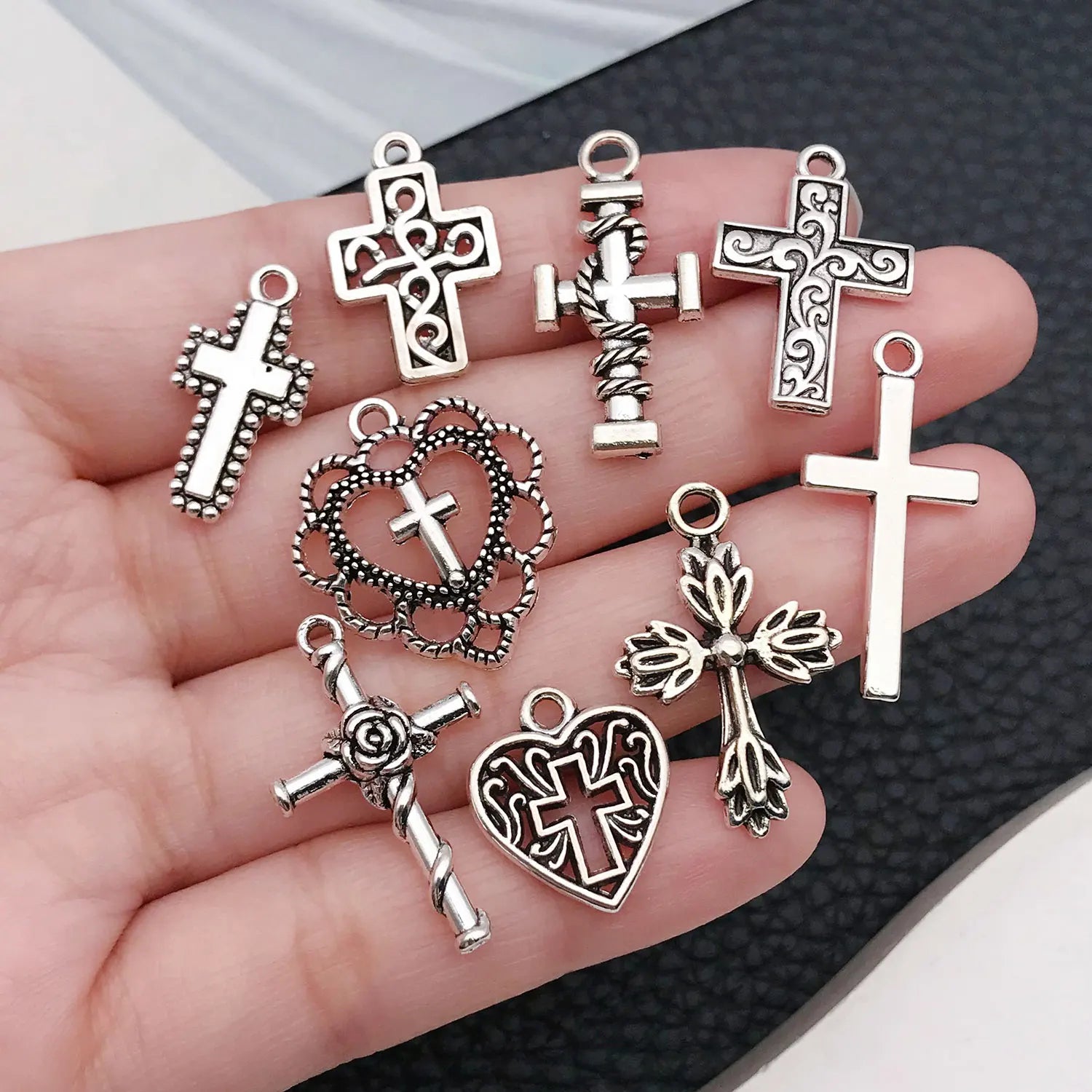 20 Styles Antique Silver Crosses - Perfect for Handmade Jewelry like Necklaces, Bracelets & Earrings"