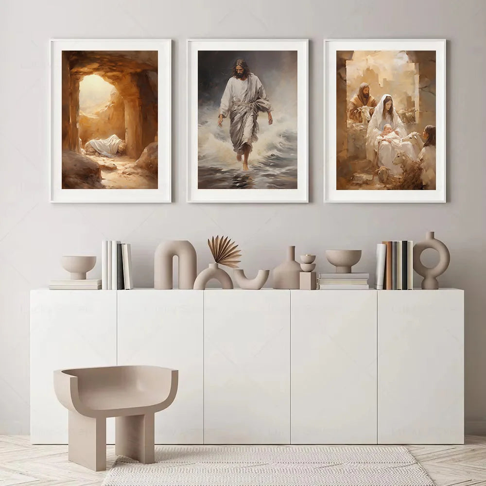 Christian Holy Jesus Nativity Virgin Mary Christmas Artwork Poster and Prints Canvas Painting Wall Pictures Home Dorm Decor