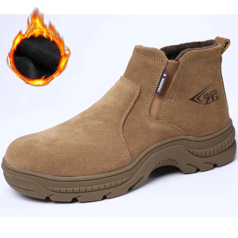 2025 Quality Leather Boots Men Safety Shoes Waterproof Work Boots Safety Steel Toe Shoes Men Puncture-Proof Indestructible Shoes