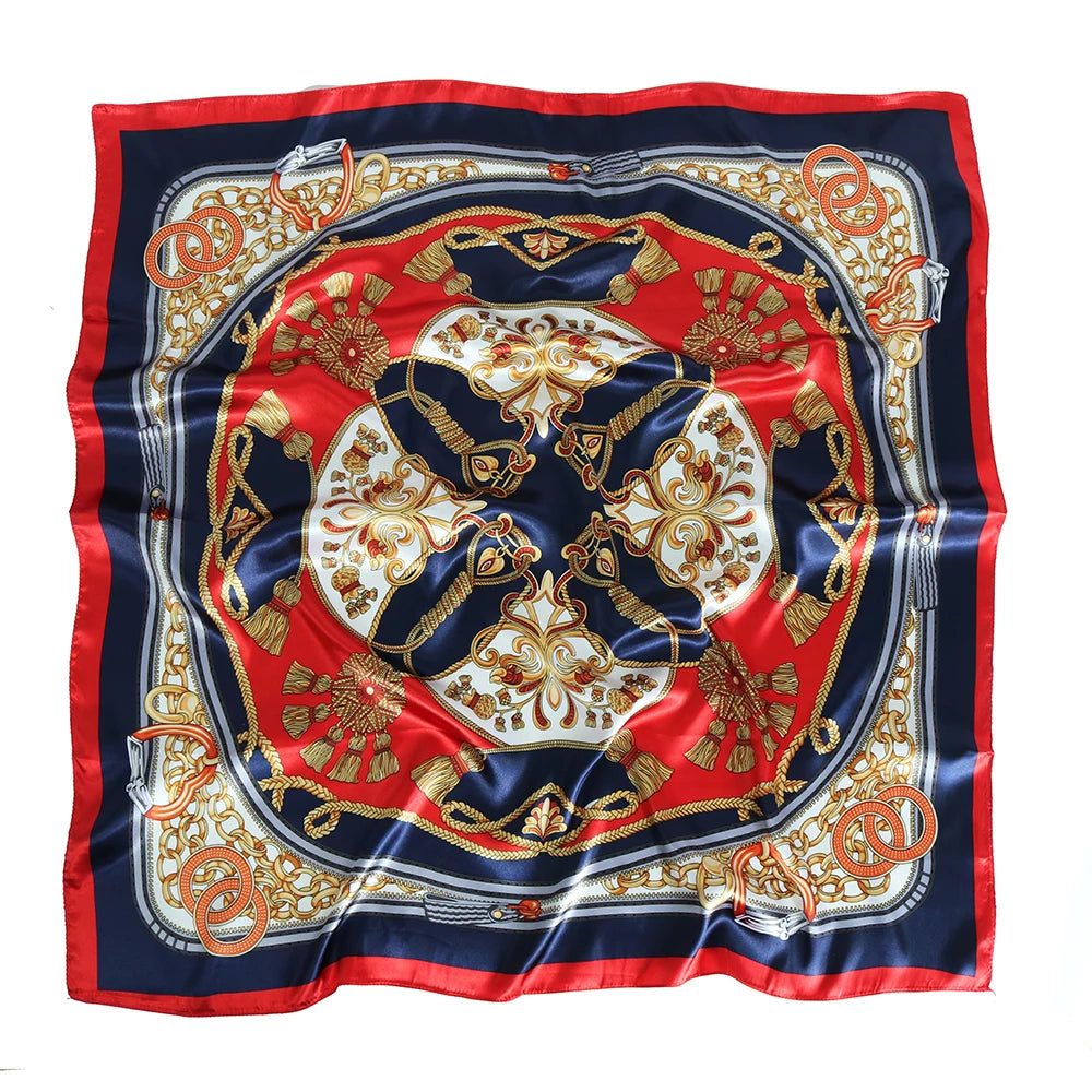 Silk Head Scarf Women Luxury Fashion Hair Scarve Summer Foulard Femme Satin Shawl Kerchief 90cm Square Headscarf Bandana Cheveux