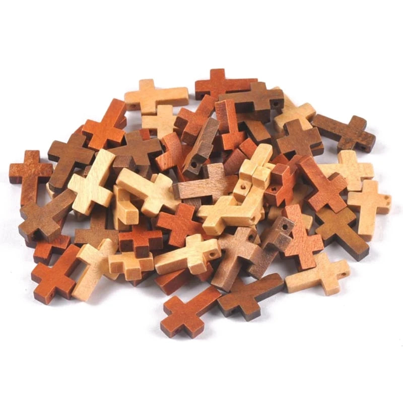 Pack of 50pcs Wood Cross Holding Church Utensil Religious Souvenir Comfort Holding Crosses Home Decors Ornament