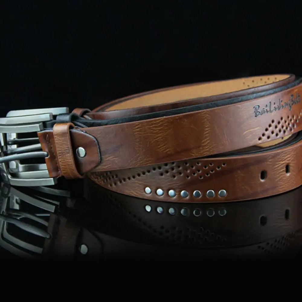 Men's Genuine Leather Belt Luxury High Quality Classic Buckle Business Cowboy Vintage Waistband Alloy Belts