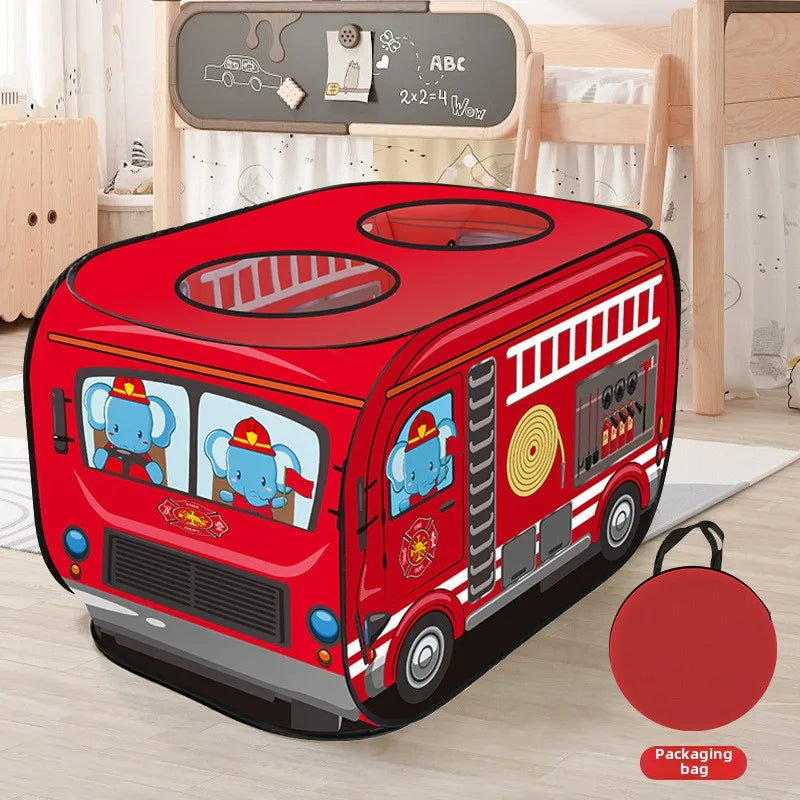 Camping Children's Play Foldable Tent Popup Playhouse Fire Truck Police Car Kids Tent Car for Indoor Outdoor Game Bus Toys House