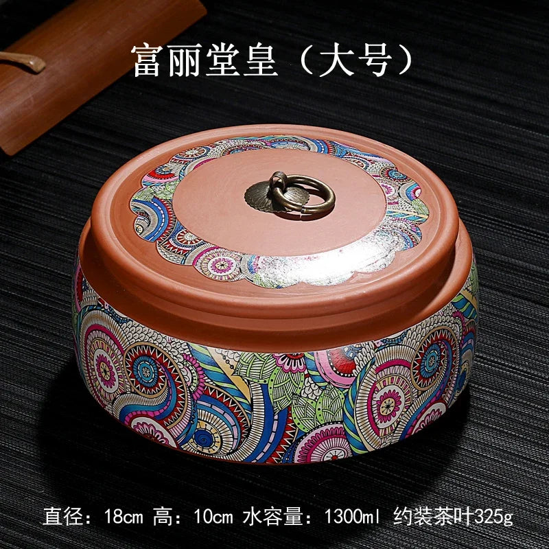 Purple Clay Tea Caddy Ceramic Large Airtight Pot Universal Half Catty Black Green Pu'er Tea Pot Household Storage Tank