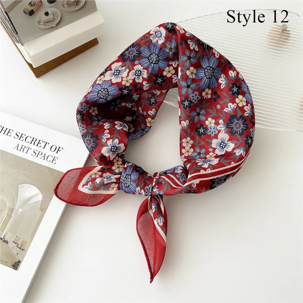 Fashion Cotton Linen Shawl Square Scarf for women sweet Cherry Print Hijabs Ladies Wraps summer sunscreen Bandanas Head scarf