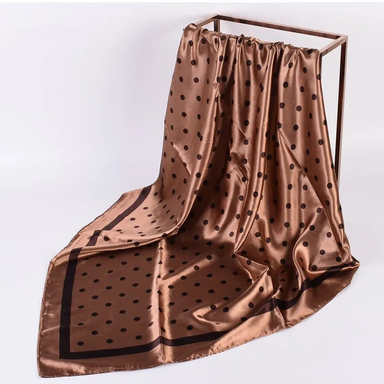 Head Scarf Women Luxury Brand 90×90cm Silk Square Scarf Satin Bandana Cheveux Soft Neckerchief Hijab Hair Scarves For Ladies