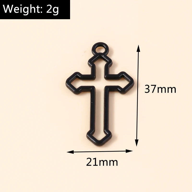 10pcs Steampunk  Crosses Charms for Jewelry Making Black Color Rose Cross Charms Pendant Necklace Keychain Diy Jewelry Findings