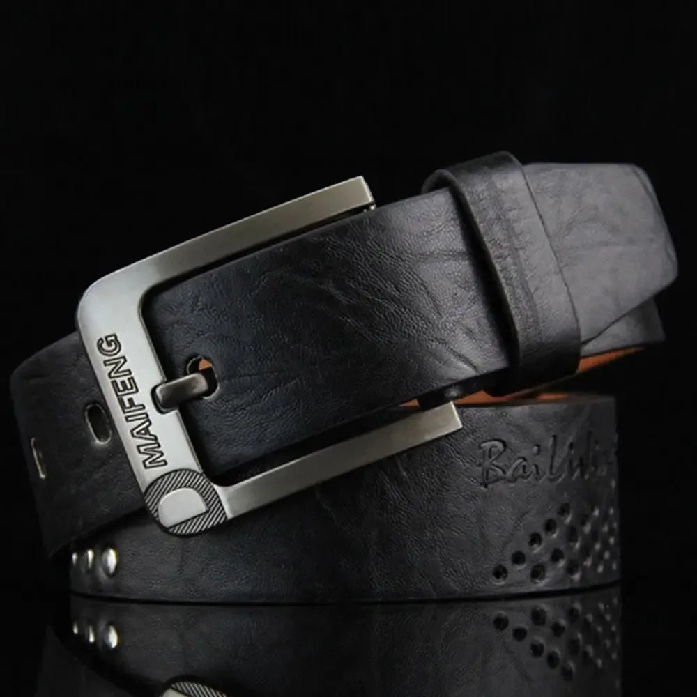 Genuine Leather Men's Belt Luxury High Quality Classic Buckle Business Cowboy Vintage Waistband Alloy Belts