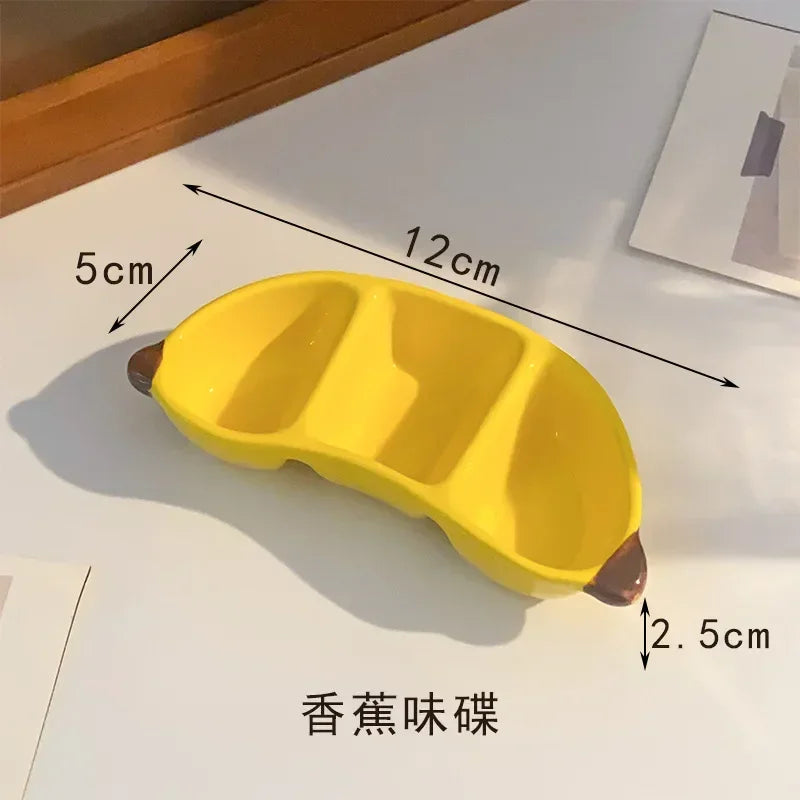 Cute Cartoon Ceramic Dish Plates Fun Fruit Shape Household Snack Plate for Wedding Luxury Sauce & Seasoning Serving Small Plate