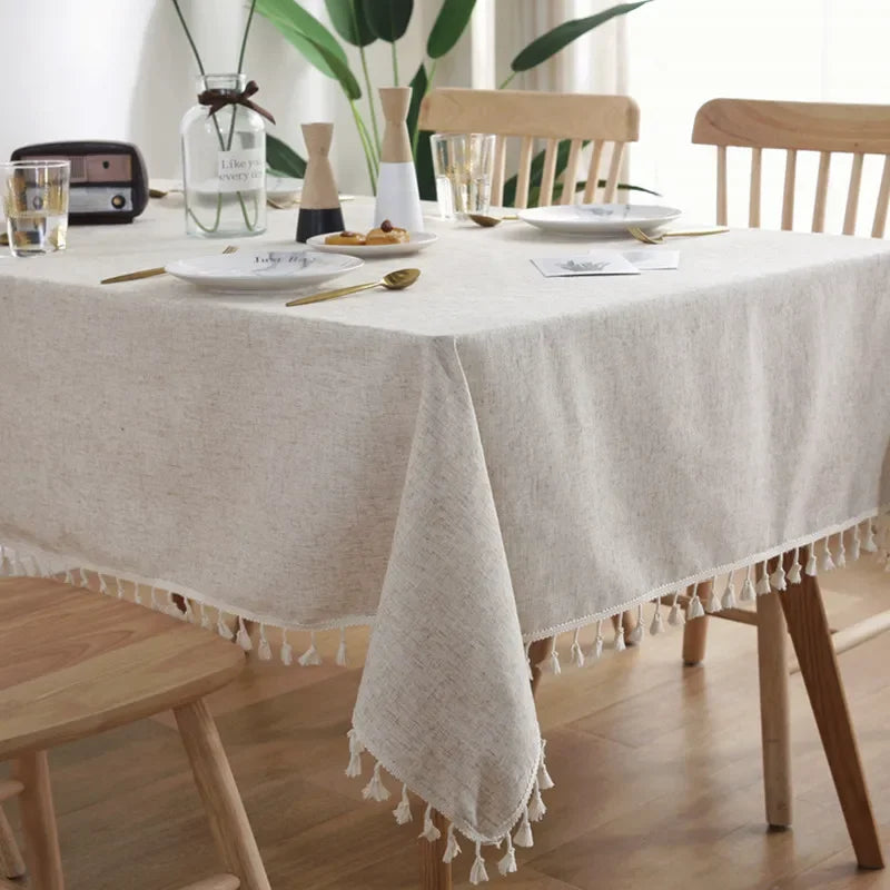 Cotton Linen Jute Lace Tablecloth for Wedding Home Party Dining Banquet Decoration Flax Fabric Table Cloth Luxurious Table Cover