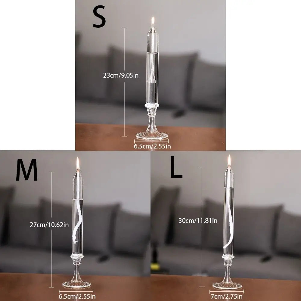 Transparent Glass Candlestick Lamp Smokeless Glass Oil Lamp Candlestick Nordic Simple Transparent Candlestick Ornaments