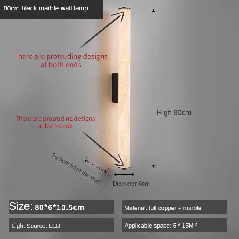 2025 Full Copper Spanish Natural Snowflake Marble LED Wall Lamp Modern Light Luxury Living Room Bedroom Bedside Balcony Lighting