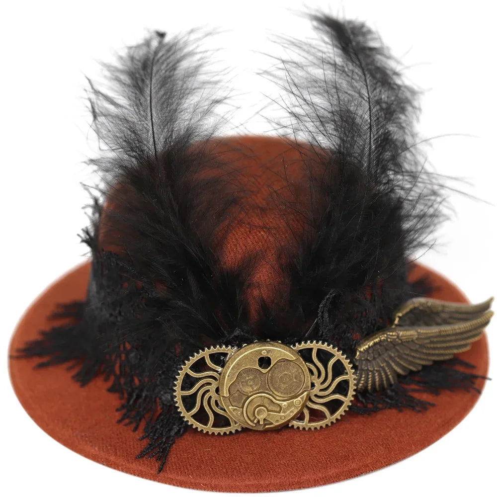 Gothic Headwear Steampunk Hat Victorian Top Magic Gears Goggles Chain Top Hats for Dress Up Halloween Cosplay Costume Fedora Cap