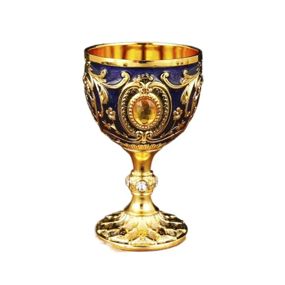 Drink Cup Embossed Vintage Metal Wine Cup Diamond-encrusted Anti-break Wine Glasses European Style Chalice Communion
