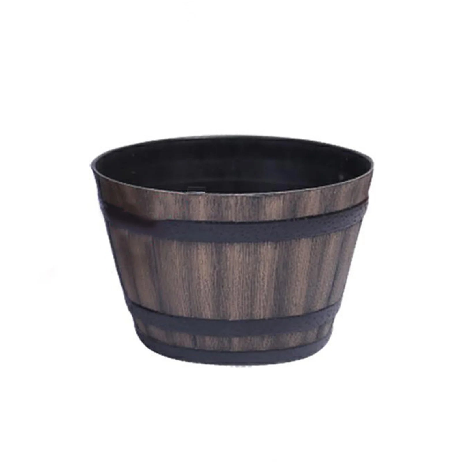 Rustic Wooden Barrel Flower Pot Vintage Style Large Capacity Pots for Christmas Birthday Gifts