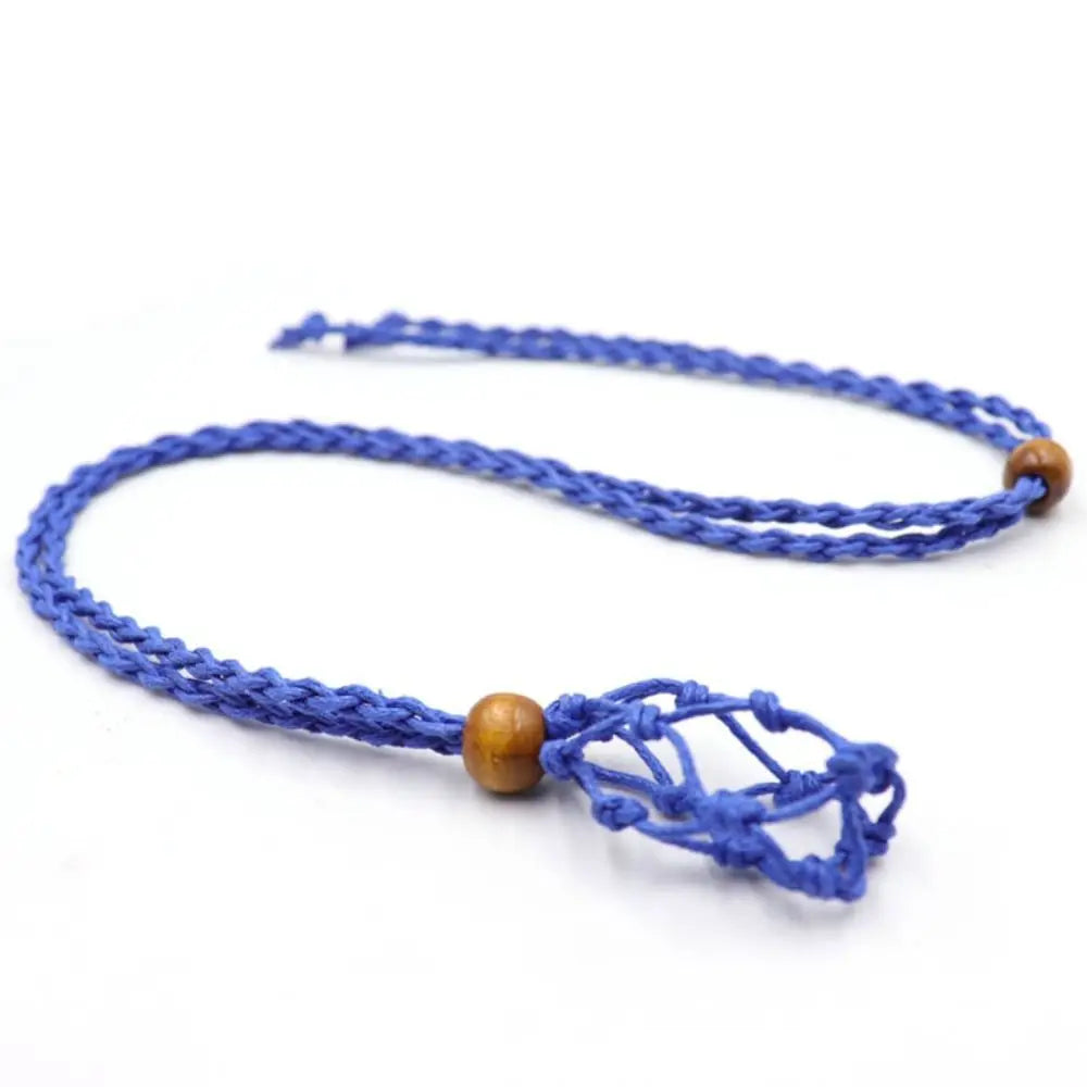 Adjustable Braided Necklace Cord Empty Stone Holder Wax Rope DIY Necklace Natural Quartz Crystal Healing Stone Net Bag Pendant