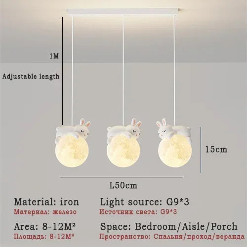 Modern Minimalist LED Chandelier Children's Rooms Bedrooms Bedside Aisles Balconies Pendant Lamp Creative Study Bear Decor Light