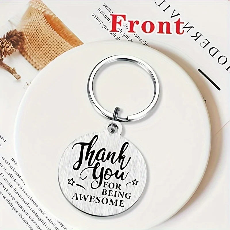 1pc New Employee Coworker Staff Appreciation Keychain Gifts For Women Men Stainless Steel Thank You For Being Awesome Present