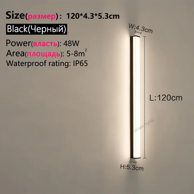 Outdoor waterproof wall lamp long strip modern simple LED courtyard garden wall lamp balcony lamp minimalist exterior wall lamp