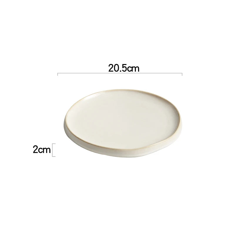 Simple Ceramic Dinner Plates Round Pasta Steak Plate Restaurant Solid Color Creative Tableware Snack Dessert Tray Cooking Dishes