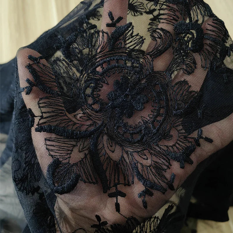 Gothic Lolita Lace Embroidery Fabric Quality Dress Dress Shirt Curtain Background Decorative Cloth Sewing women's Lace Gauze DIY