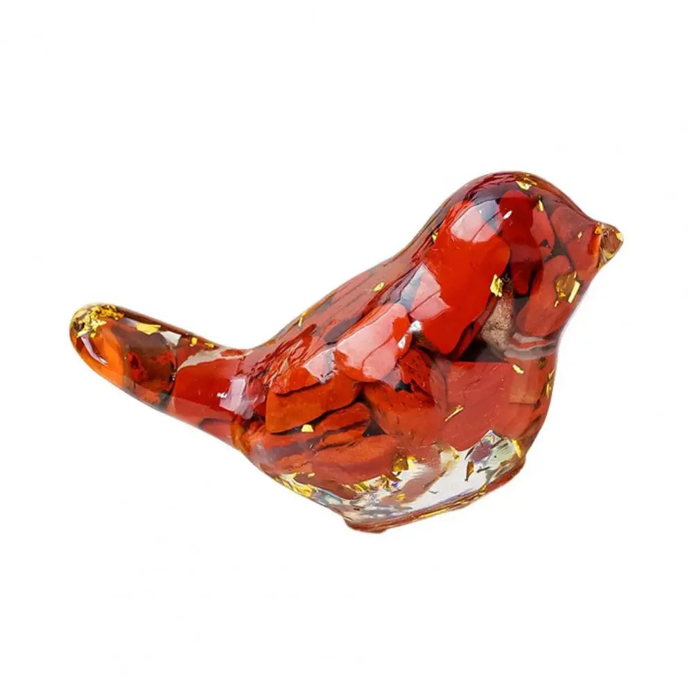 Natural Stone Colorful Bird Figurine Positive Healing Energy Hand-carved Faux Crystal Mini Bird Statue Home Office Desktop Decor