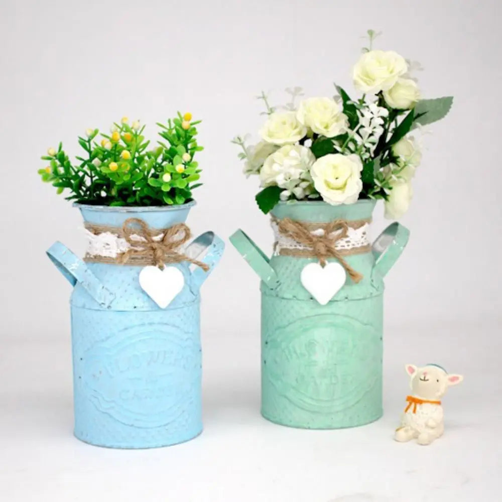 Vintage Shabby Metal Flower Vase Tin Pitcher Jug Plants Wedding Bucket Home Garden Decoration Dining Bar Decoration Iron Crafts