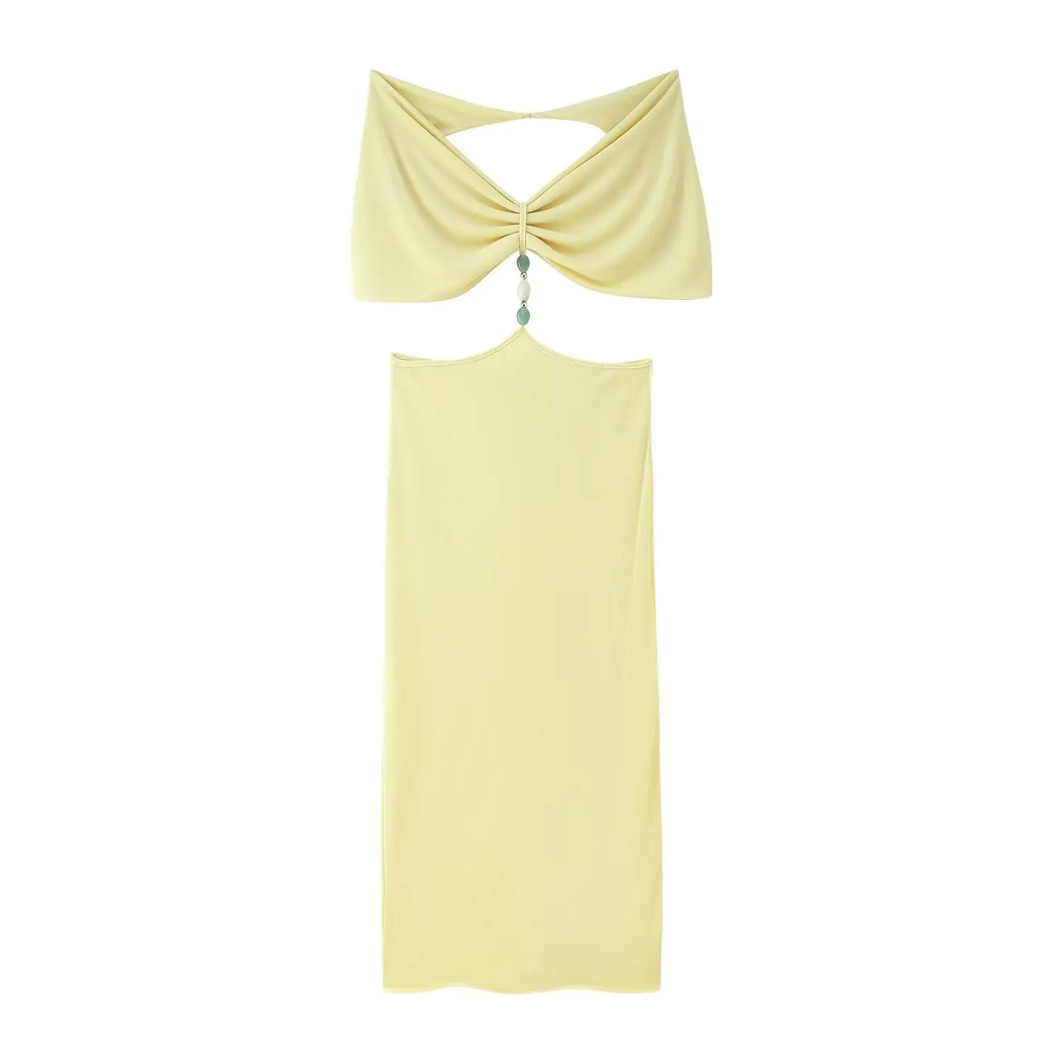 European and American style 2025 new shawl pleated handmade beads sexy backpack hip dress