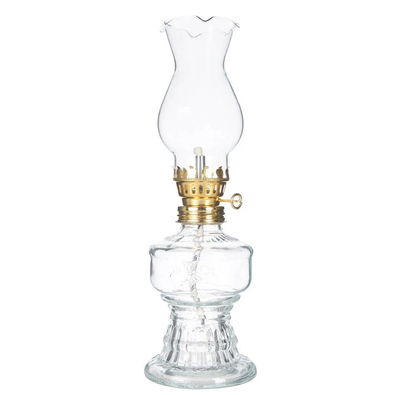 1pc Adjustable Flame Glass Kerosene Lanterns Retro Oil Lamp Glass Family Decorate Lights Portable Adornment Halloween Room Decor