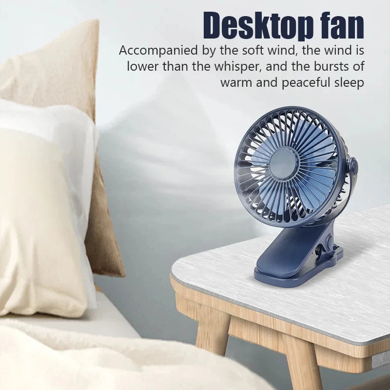Creative Mini Clip Fan Mute Portable Desktop Home Dorm Stroller For Rechargeable USB High Wind Three Speed Blower Student Deskto